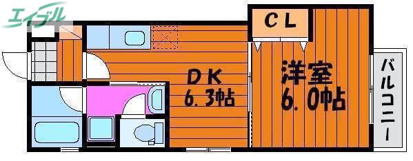 ホワイトグレース律奈(1DK/5階)の間取り写真