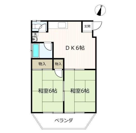 パールハイツ(2DK/1階)の間取り写真