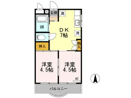 グランドキャッスル橋塚(2DK/3階)の間取り写真