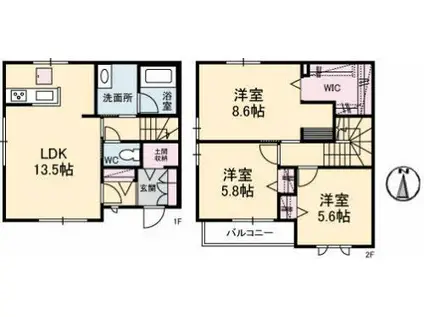 マグリット(3LDK/1階)の間取り写真