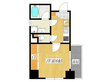 プリオール・オオフチ(1K/7階)の間取り写真