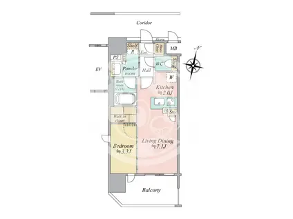 リビオレゾン塚本ステーションプラザ(1LDK/8階)の間取り写真