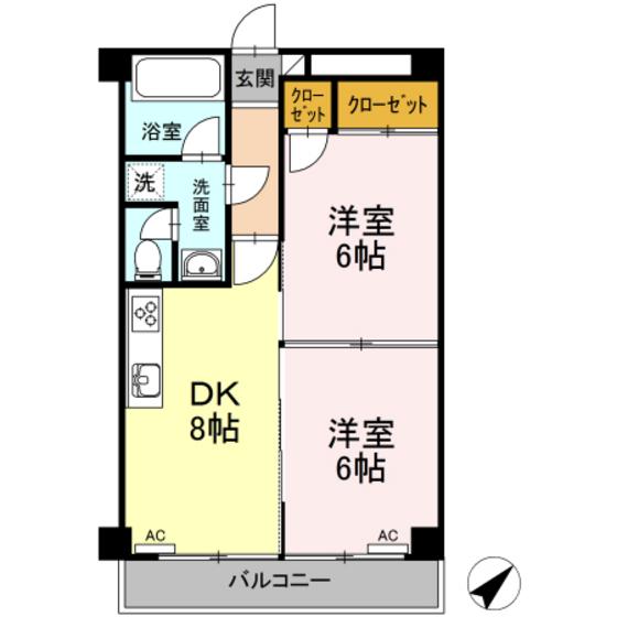第2パークサイドマンション(2DK/5階)の間取り写真