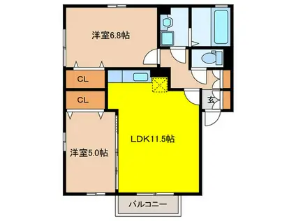 マナーズエム(2LDK/1階)の間取り写真