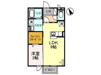 ビュー・スリー(1LDK/2階)の間取り写真