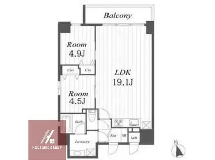 エルベコート梅田ウエスト(2LDK/7階)の間取り写真