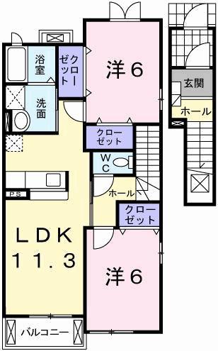 フォレストタウンII(2LDK/2階)の間取り写真