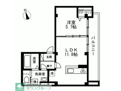 PINE COURT(1LDK/5階)の間取り写真