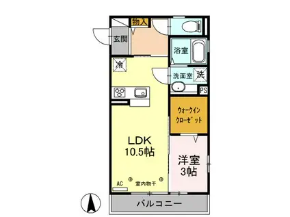 グラン・ブルーエスターテ矢中(1LDK/3階)の間取り写真