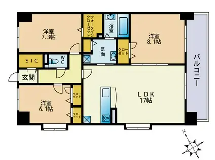 グラン・レカン(3LDK/6階)の間取り写真