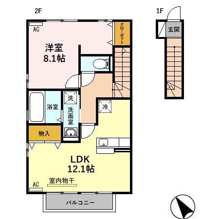 BINTANG PARI B(1LDK/2階)の間取り写真