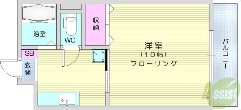 サウスコートアイハラ(1K/2階)の間取り写真