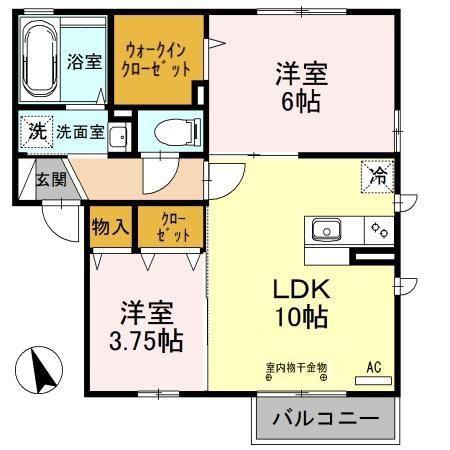 リバレインI(2LDK/1階)の間取り写真