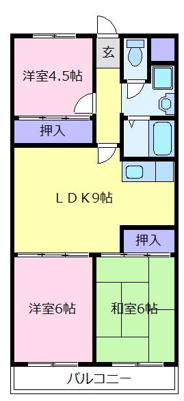 アミール西野(3LDK/2階)の間取り写真