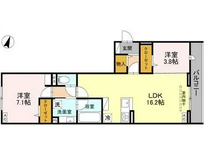 NOBLE PALACE戸塚東 B(2LDK/3階)の間取り写真