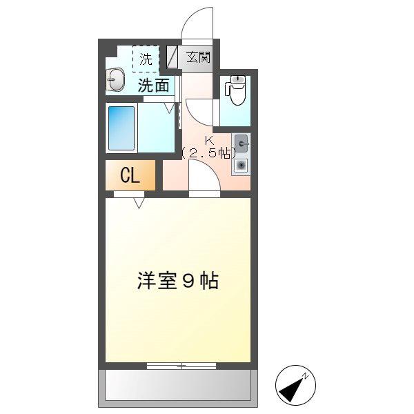 アビタシオン八事(1K/3階)の間取り写真