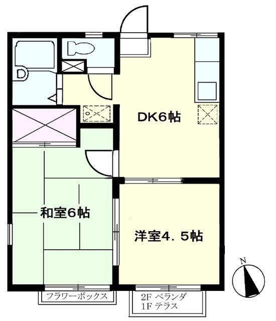 さくらコーポ(2DK/2階)の間取り写真