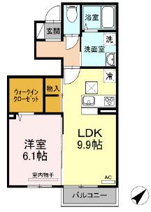 エトワールしゅりV(1LDK/1階)の間取り写真