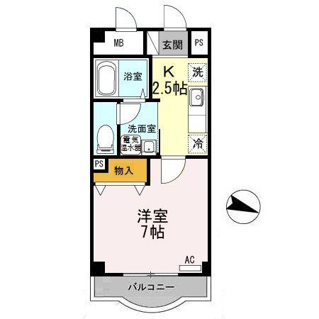岩田マンション(1K/3階)の間取り写真
