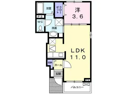 サニープレイスII(1LDK/1階)の間取り写真