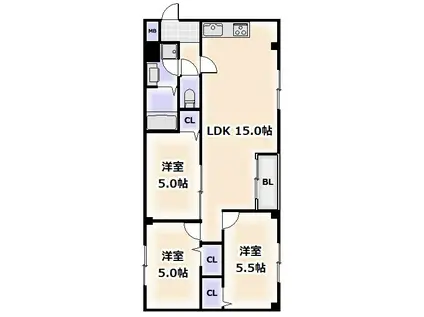 HIT KITATANABE SIX(3LDK/4階)の間取り写真