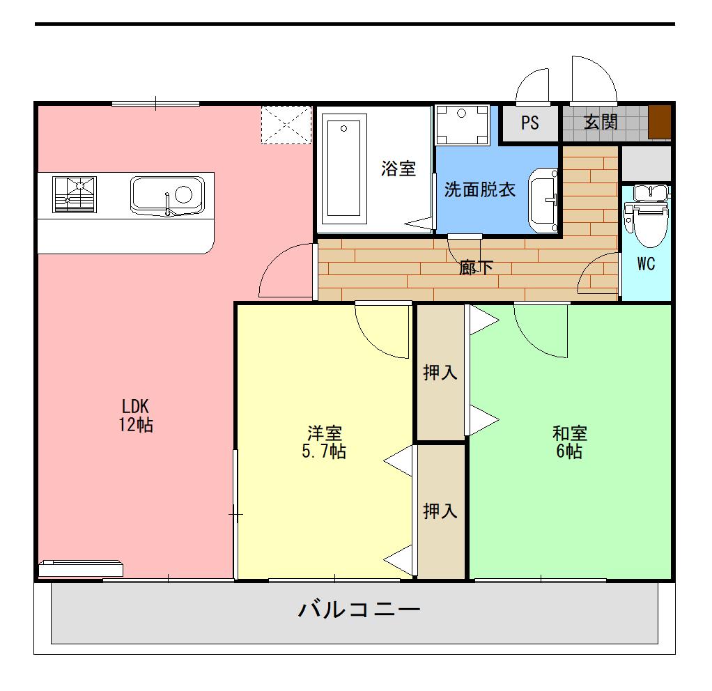 POLARIS(2LDK/2階)の間取り写真