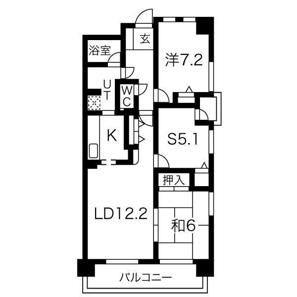 グランドール泉(2SLDK/6階)の間取り写真