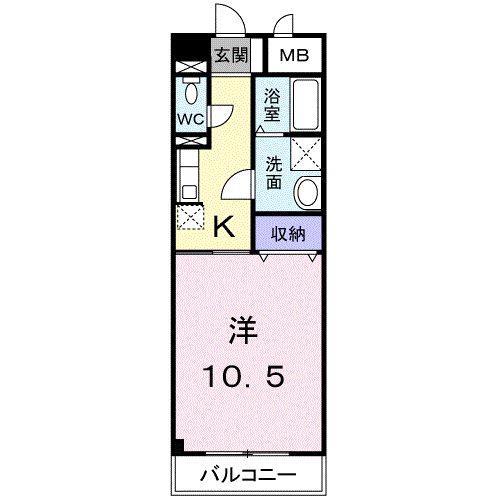 グランディール太田A(1K/2階)の間取り写真