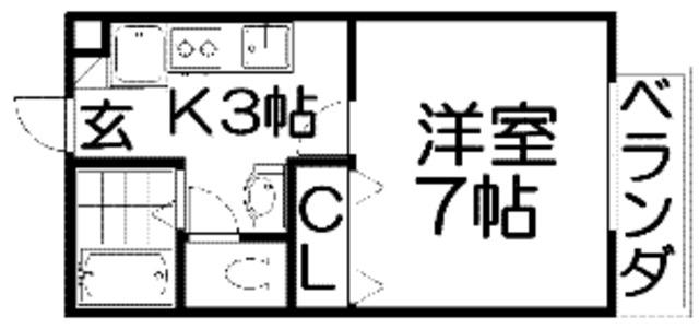 シャンテ香里(1K/1階)の間取り写真