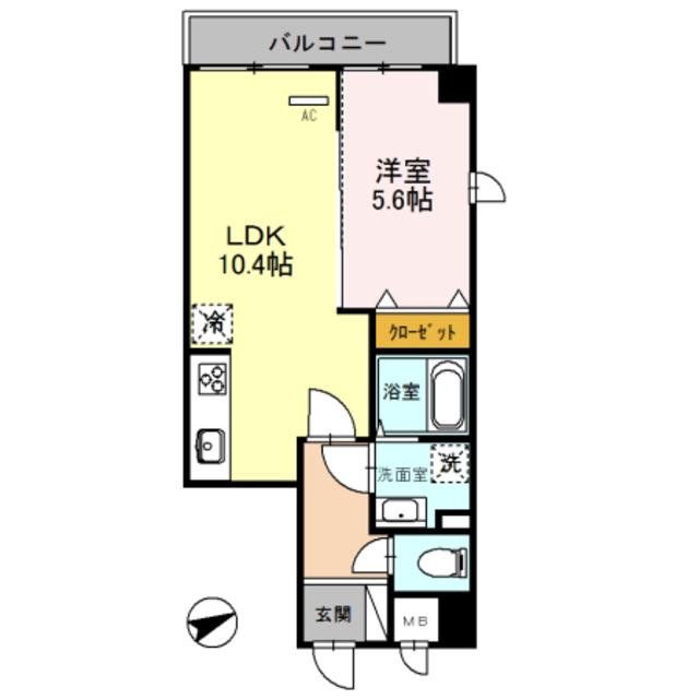 ソラシエスタ(1LDK/6階)の間取り写真