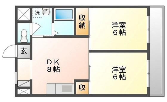 モナドマンション(2DK/1階)の間取り写真