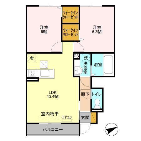 東武東上線 朝霞駅 徒歩13分 2階建 築11年(2LDK/1階)の間取り写真