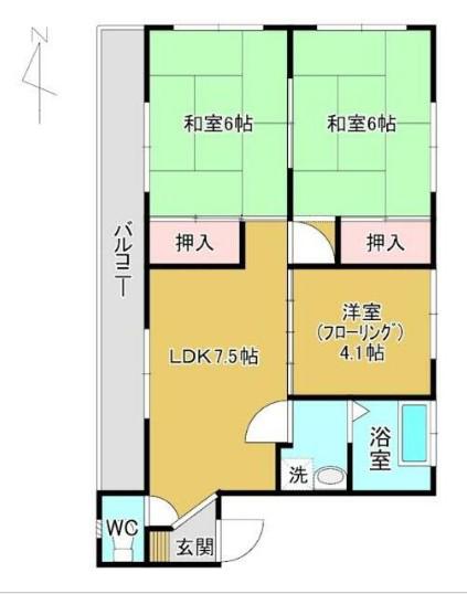 渡辺マンション(3DK/2階)の間取り写真