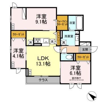 D-ROOM泉崎II(3LDK/1階)の間取り写真