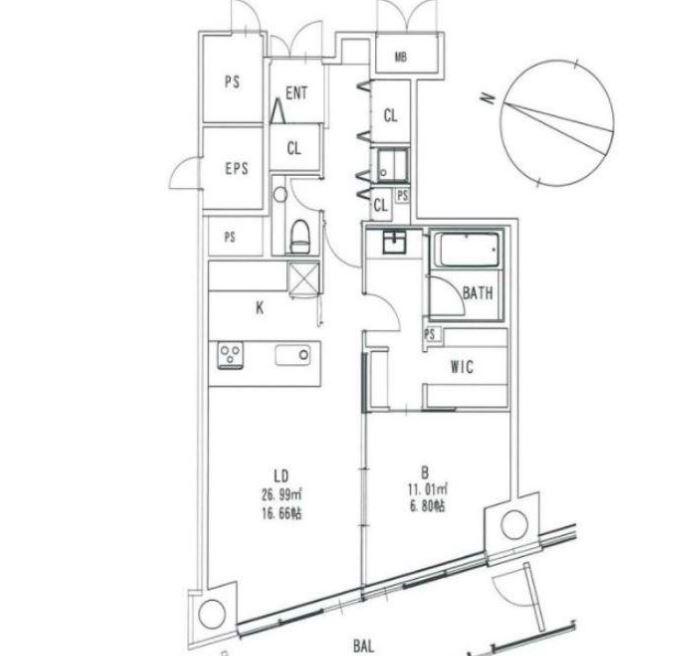 CHASKA CHAYAMACHI RESIDENCE(1LDK/13階)の間取り写真