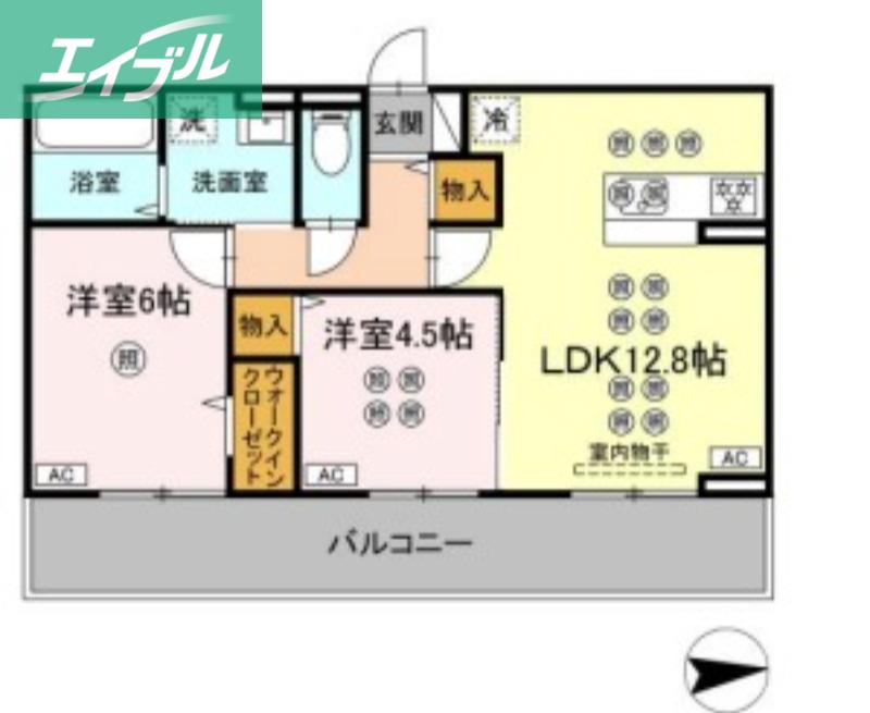 トリシア上中野(2LDK/2階)の間取り写真