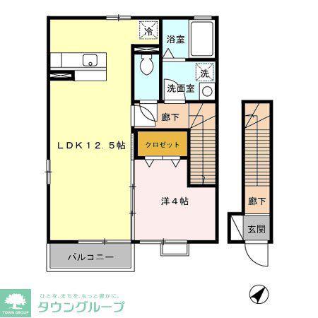 ルミエール大友A・B・C・D(1LDK/2階)の間取り写真