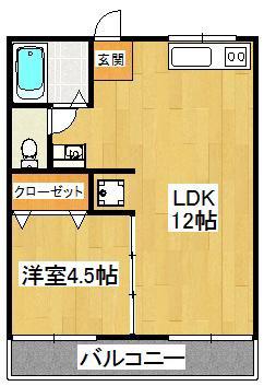 カネマタハイツ(1LDK/1階)の間取り写真
