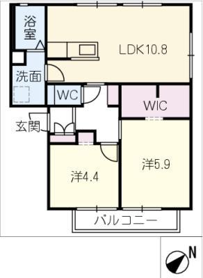 オデッセイ島田(2LDK/2階)の間取り写真