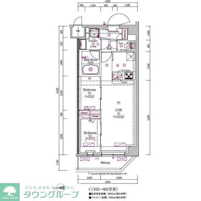 プレール・ドゥーク亀戸小村井(2LDK/6階)の間取り写真