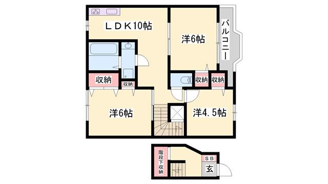 グリーンコート柿内(3LDK/2階)の間取り写真