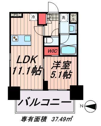パークアクシス木場(1LDK/5階)の間取り写真