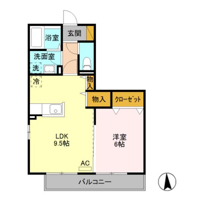 プルメリア(1LDK/3階)の間取り写真