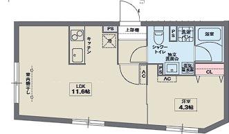 COCOFLAT十条(1LDK/4階)の間取り写真