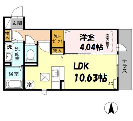 D-ROOM愛宕(1LDK/2階)の間取り写真