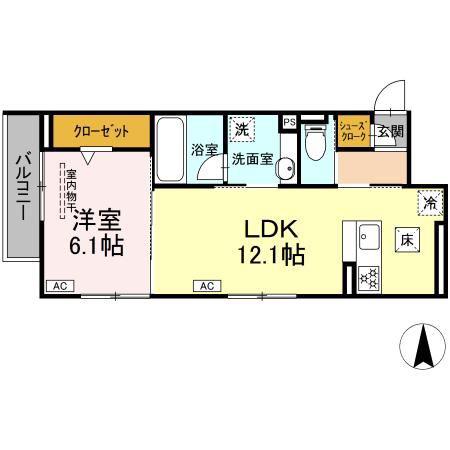 パルセレッソ(1LDK/1階)の間取り写真