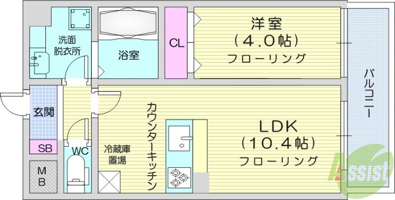 COLINABLANCA(1LDK/3階)の間取り写真