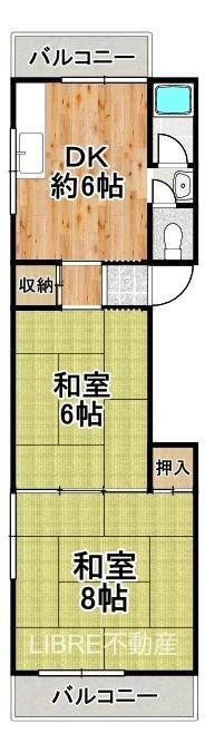 三軒家東1丁目ビル(2DK/3階)の間取り写真