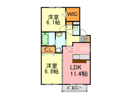 バニュルスIII(2LDK/2階)の間取り写真