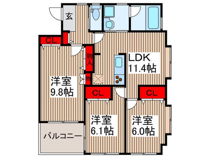 ＪＲ京浜東北線 浦和駅 徒歩13分 3階建 築19年(3LDK/2階)の間取り写真